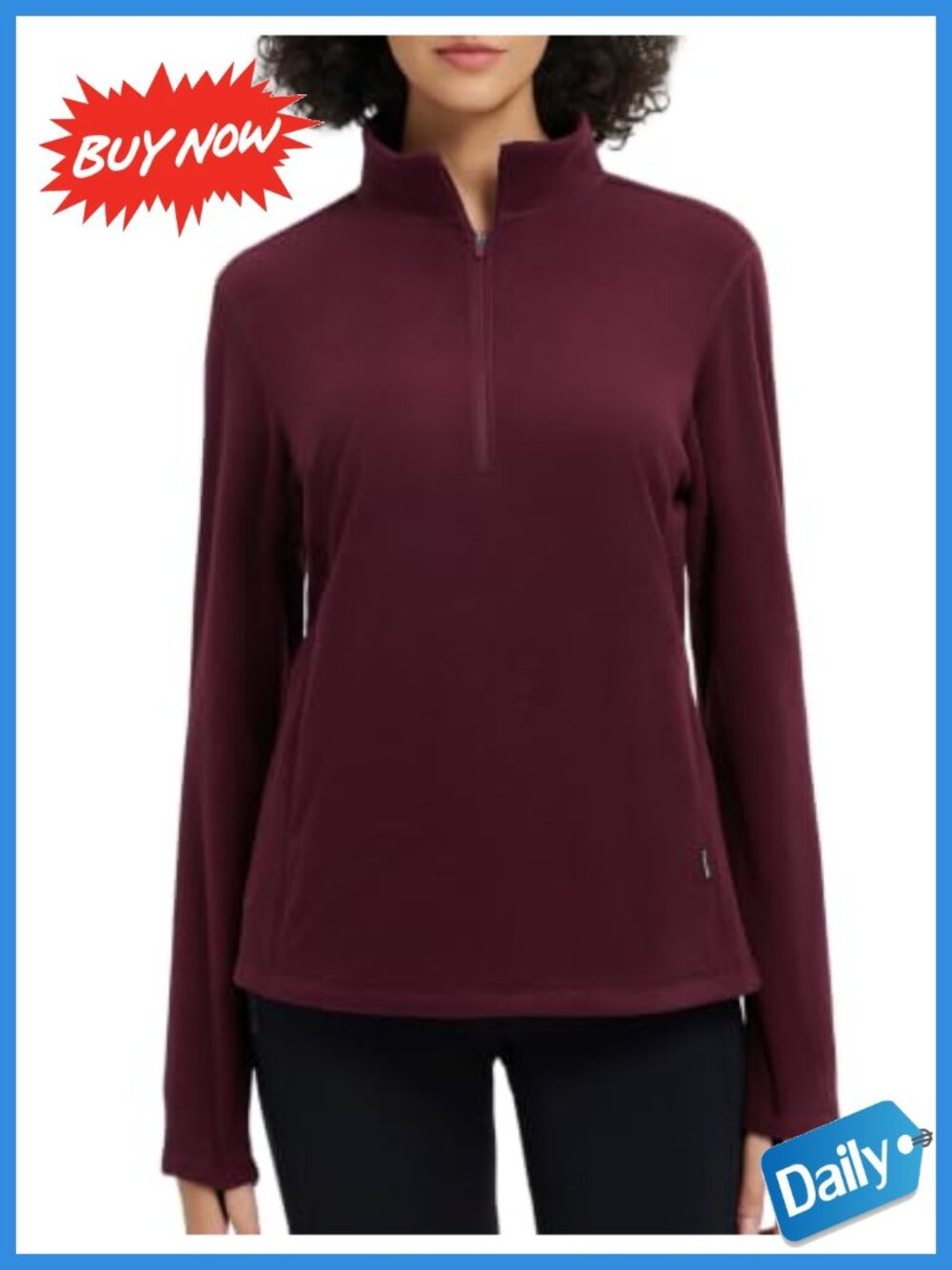 Fleece 1/4 Zip Pullover Hiking Running Thumbhole Kangaroo Pocket